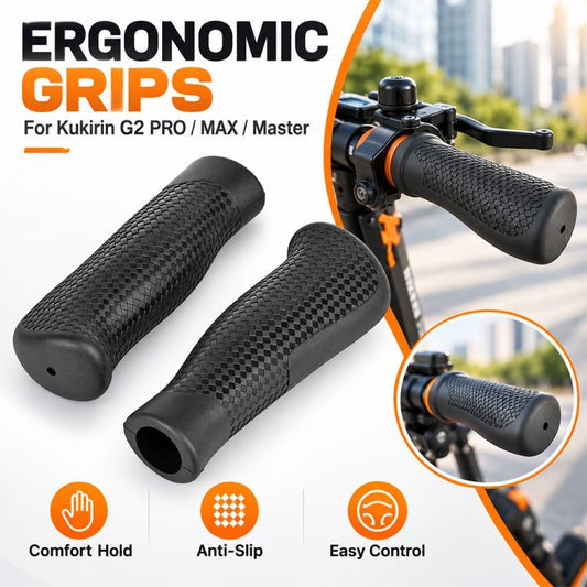 Textured black silicone handlebar grips with anti-slip diamond pattern.