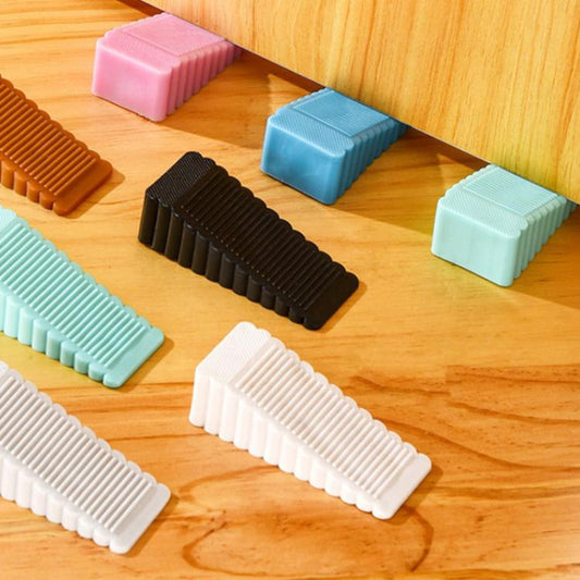 Pack of 10 ribbed door stoppers in assorted colors for home doors