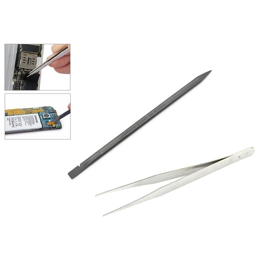 Soldering iron accessory set with metal tweezers and long tip tool pieces