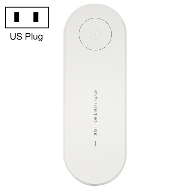 Mini white ultrasonic deodorizer vacuum cleaner with power button, US plug
