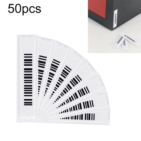 Set of white barcode DR security labels, soft sticker style with black barcodes