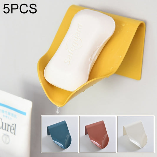 Wall-mounted soap drain box set in yellow with white soap bar