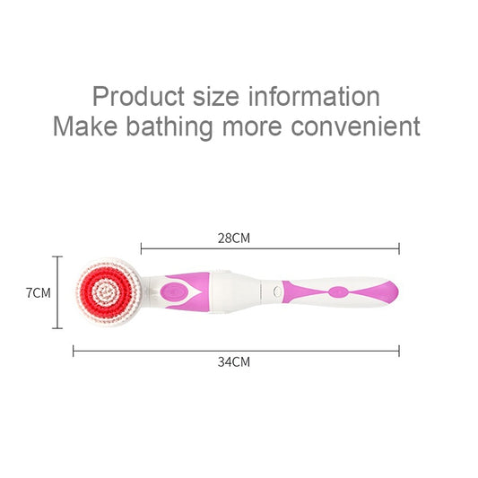 Long-handled electric bath cleansing brush with round red bristle head
