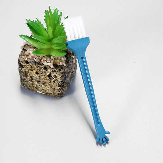 Blue scratch painting tool with brush bristles and sculpting fork edge