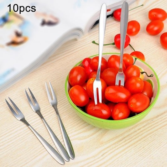 Set of stainless steel fruit forks, slim prongs for picking small fruits