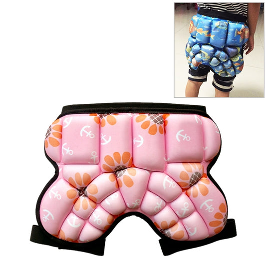 Pink kids padded hip protector shorts with black trim, U-shaped crotch opening