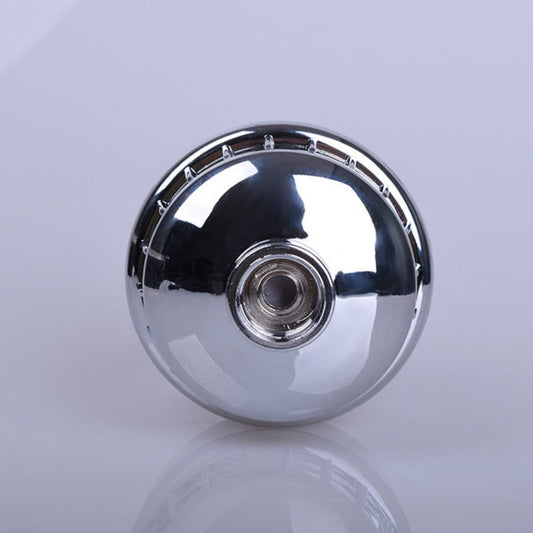 Round chrome shower faucet filter face with central threaded port