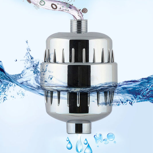Chrome shower faucet water filter head with strainer tips and threaded inlet