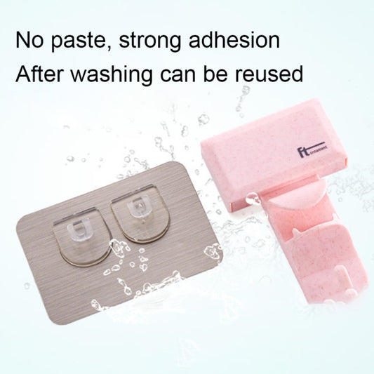 Pink double adhesive hook set with square backing and two hanging hooks