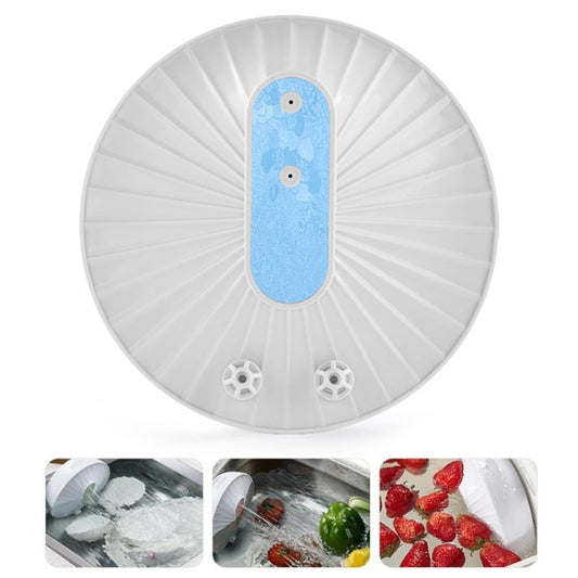Portable mini ultrasonic fruit dishwasher with white body and blue cleaning insert