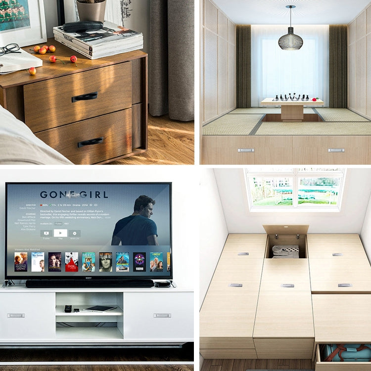 Tatami furniture drawers with concealed rotating flip cover latch buttons