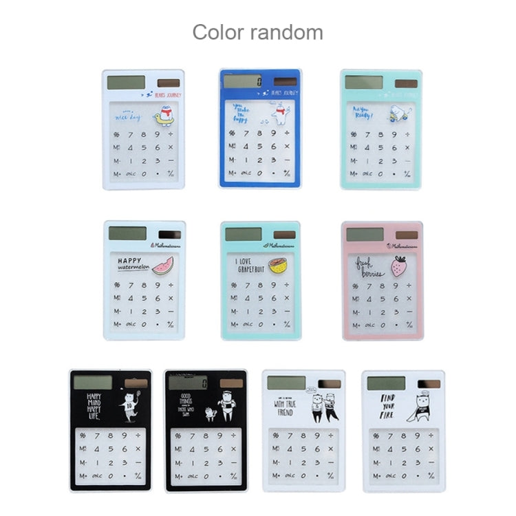 Grid of assorted 8-digit LED calculators showing different color styles and displays.