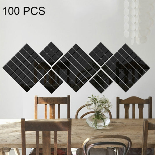 Black square mosaic mirror wall stickers in a diamond-shaped diagonal row pattern