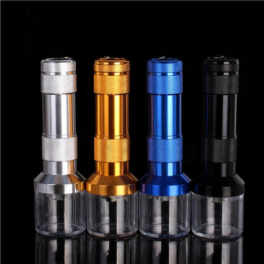 Electric tobacco rolling machine, set of four metal rollers in silver, gold, blue, and black