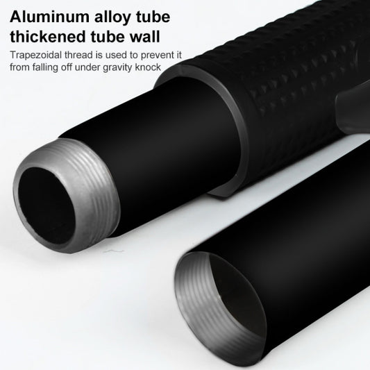Black folding shovel handle with aluminum tube end and textured grip