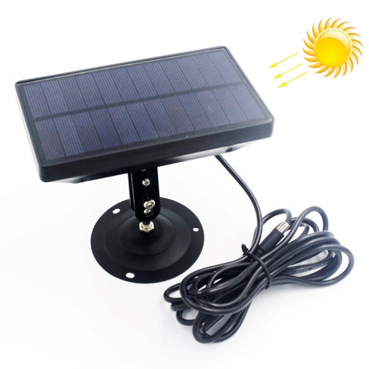 Solar panel battery charger with base stand and connected cable for trail cameras