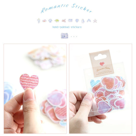 Handheld PVC sticker packs with layered heart and cute shape stickers