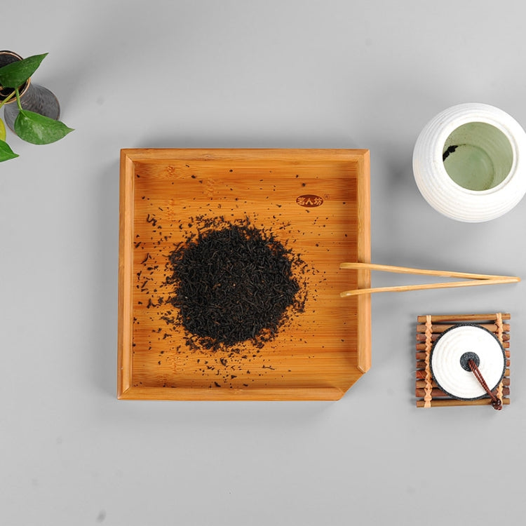 Bamboo portable tea tray with engraved circular mark and chopsticks