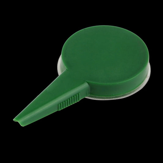 Green seed sowing tool head with round cover and side comb-like opening