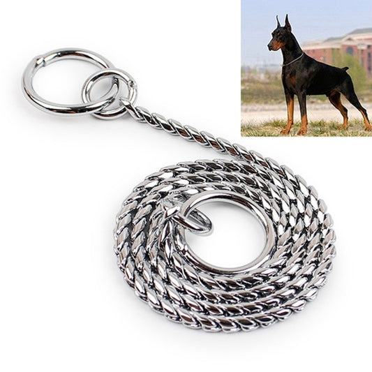 35cm snake-style metal chain pet collar with two D-rings, shiny silver tone