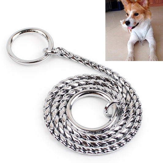 Metal snake-chain dog collar with two O-ring ends and sliding clasp, 40cm