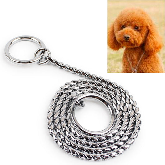 Metal snake-link pet collar chain with O-ring clasp, 50cm length, 4mm links