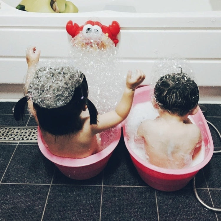 Bubble crab bath toy with red claws, white foam bubbles, and smiling face