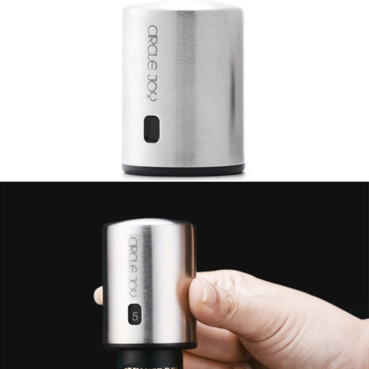 Stainless steel vacuum wine stopper with black selector window on top