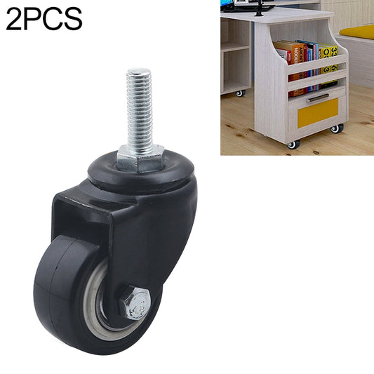 2-inch black universal furniture caster wheel with threaded stem, swivel base