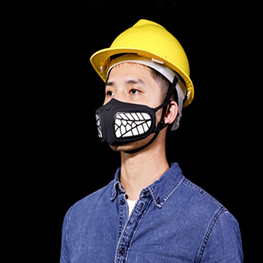 Reusable KN95 respirator mask with black dual-filter design and front vent grille