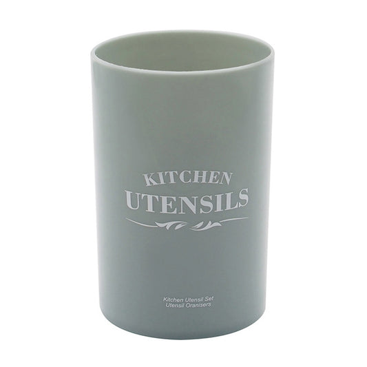 Silicone kitchen utensil bucket, light gray, "KITCHEN UTENSILS" print