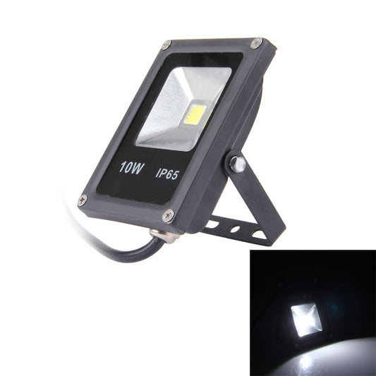 Black 10W IP65 LED flood light with adjustable bracket and bright white LED panel.