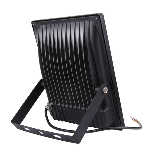 Black LED flood light heat sink fins, IP65 housing with mounting bracket