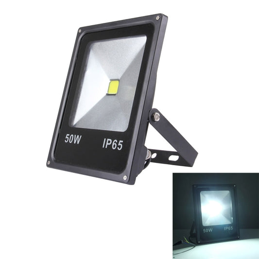 Black 50W LED flood light with adjustable bracket, IP65, white COB light module