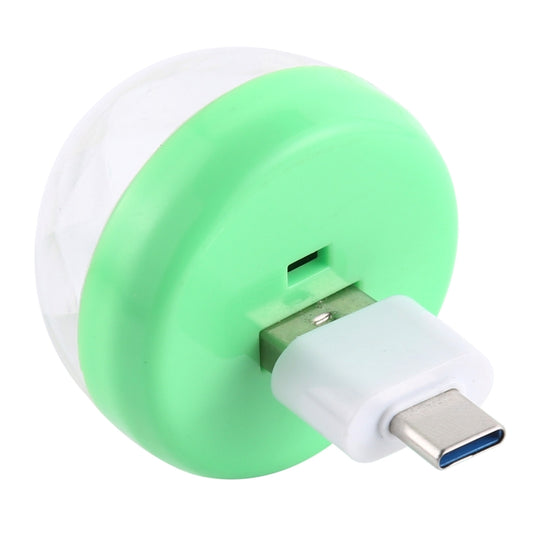USB LED crystal magic ball stage light with green dome and Type-C adapter plug