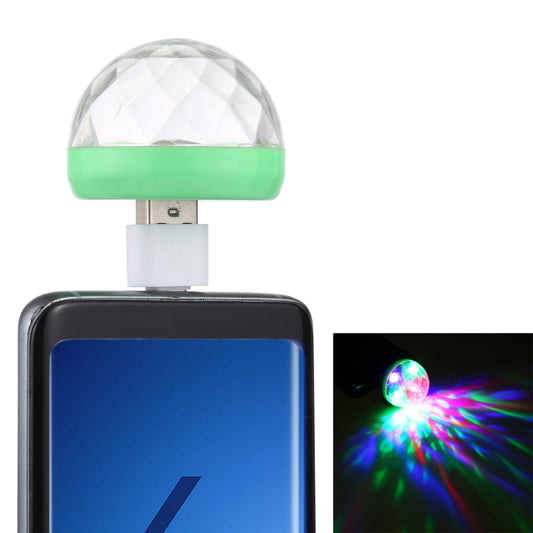 USB LED crystal magic ball stage light with green base and USB connector