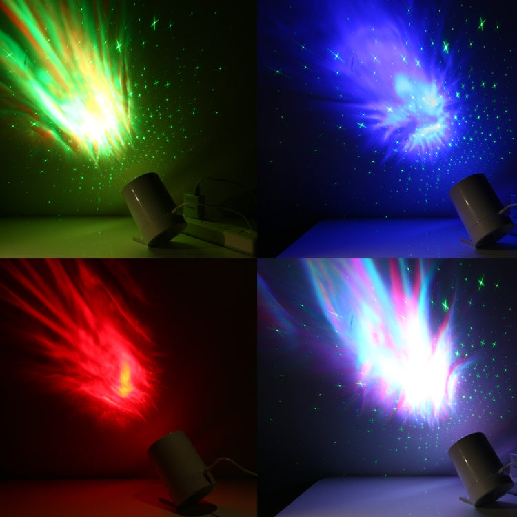 Voice-controlled LED laser starlight projection lamp projecting multi-color starburst patterns