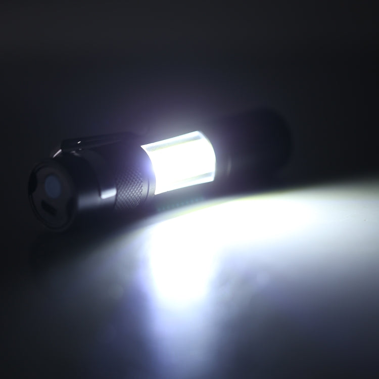 Bright LED beam from a black pocket flashlight
