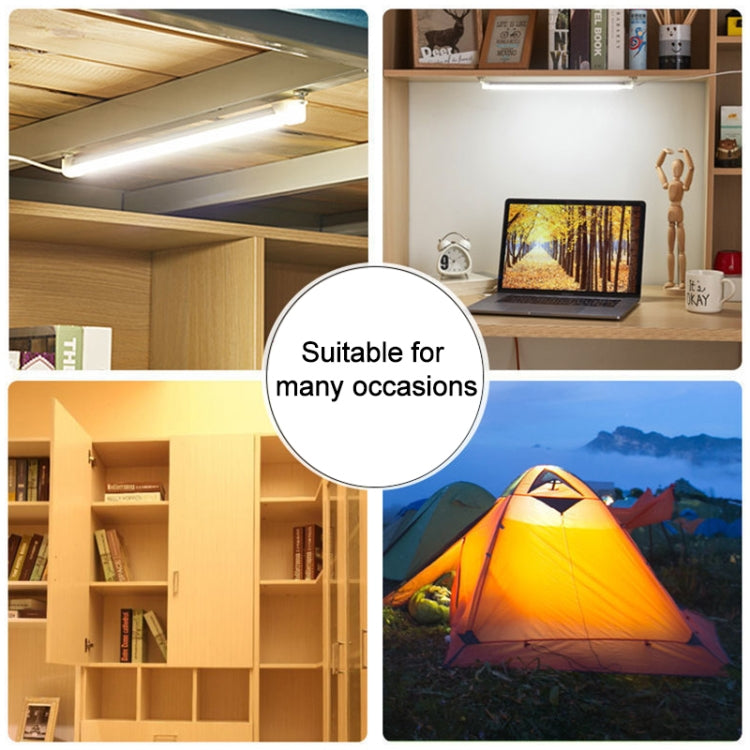 LED light tube shown in home, storage, and camping scenes