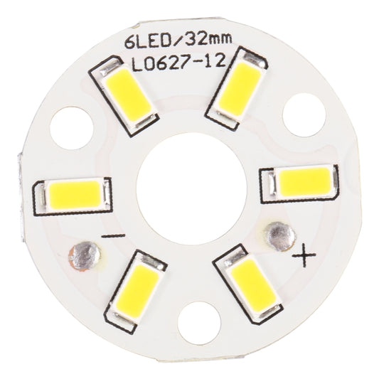 6-LED SMD light module on circular white PCB with warm white yellow chips