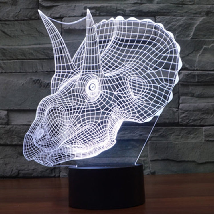Dinosaur-shaped LED desk night lamp with white wireframe glow