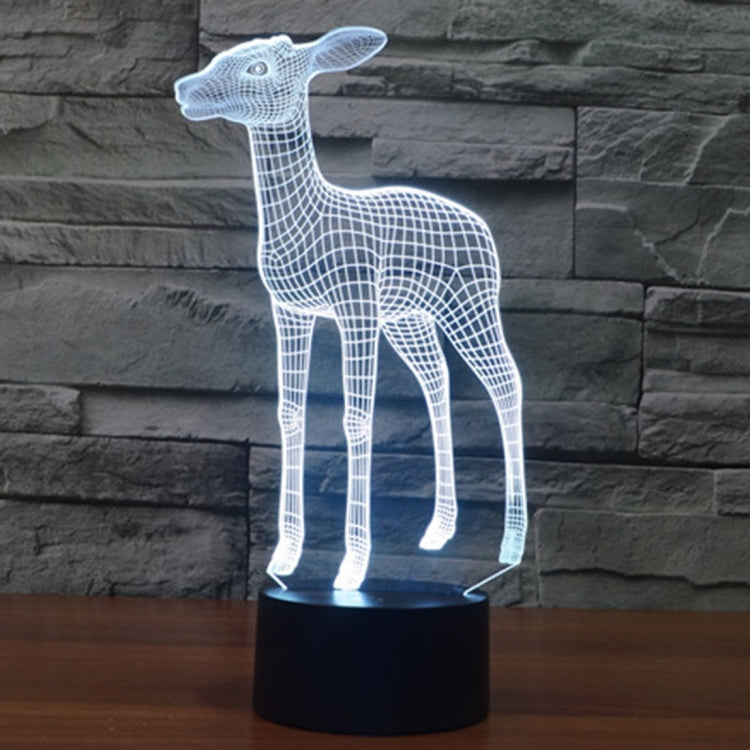 Deer-shaped LED night light with white wireframe glow and black cylindrical base