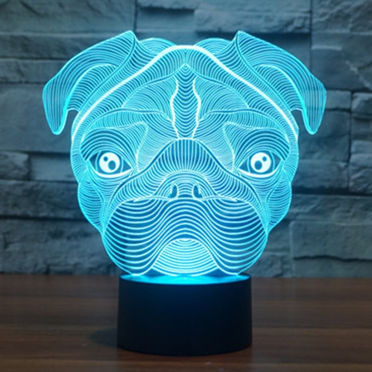 Dog-shaped desk night light with blue glowing lines and black base