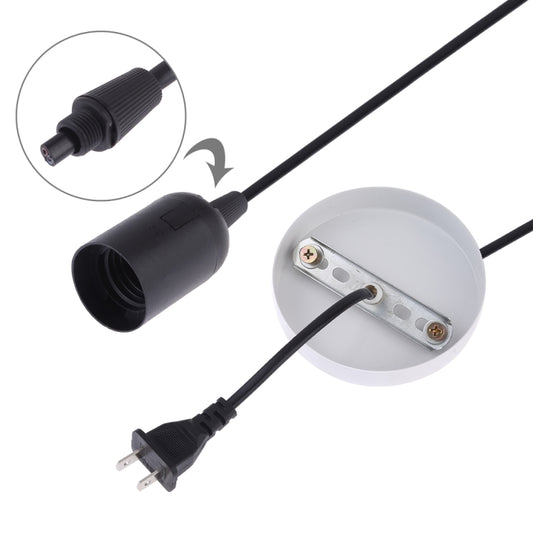 E27 lamp socket holder with mounting screws, black cord, and US plug