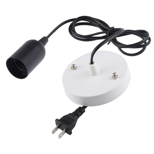 Black E27 lamp holder with white base and US plug extension cable, 1.5m