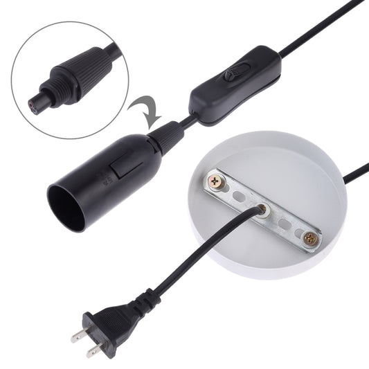 E14 lamp holder cord set with inline switch and black plug-in socket connections