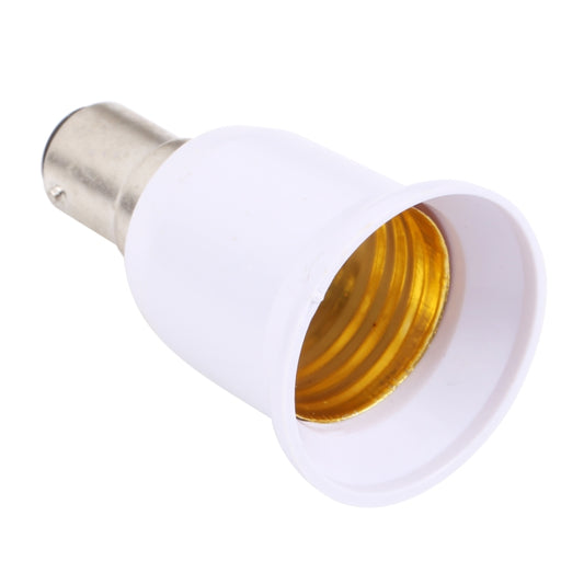 B15 to E27 bulb adapter converter, white base with gold inner contacts