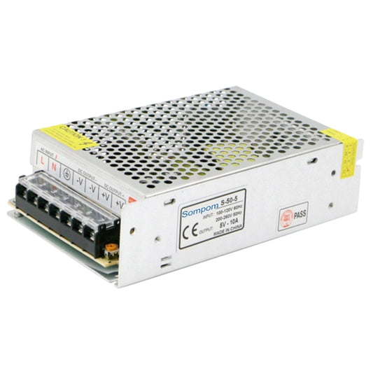 Metal switching power supply for LED strips, perforated top and side terminal ports