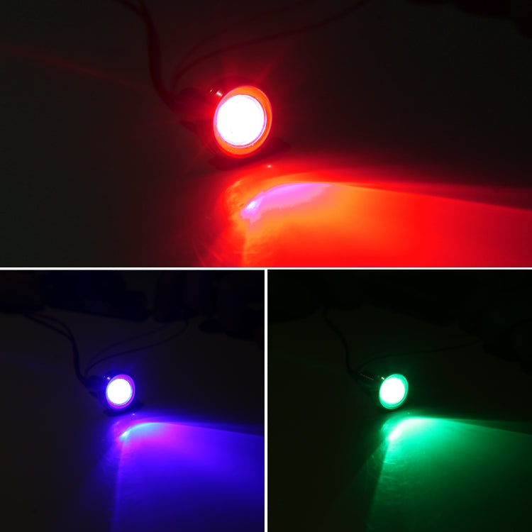 LED night light headlamp glowing in red, purple, and green