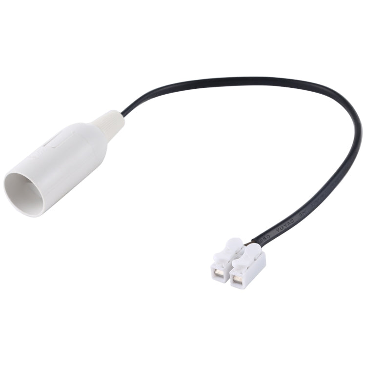 White E14 lamp socket holder with cable and white two-pin connector